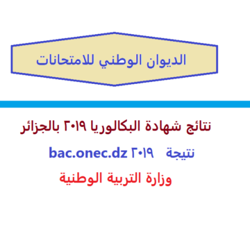 الديوان الوطني للامتحانات: نتائج شهادة البكالوريا 2019 بالجزائر نتيجة bac.onec.dz 2019 برقم التسجيل والسري ظهرت الآن