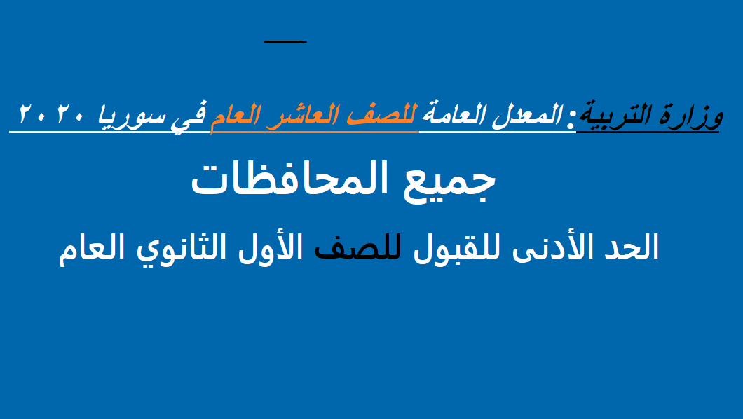 وزارة التربية السورية – نتائج معدلات قبول الصف العاشر في سوريا الان نتائج قبول الصف الأول الثانوى