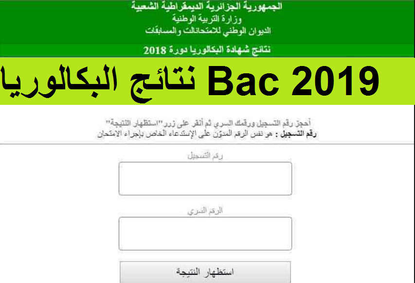 الآن نتيجة بكالوريا الجزائر 2019 BAC حسب الاسم ورقم التسجيل موقع وزارة التربية الجزائرية