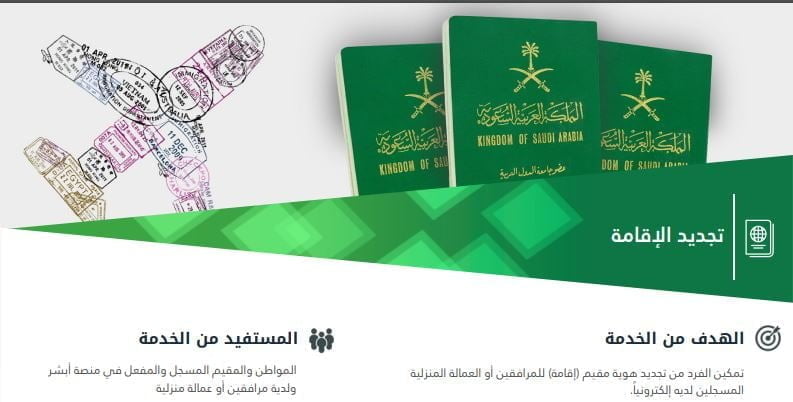 طريقة تجديد الاقامة في السعودية وسداد رسوم التجديد عبر منصة أبشر