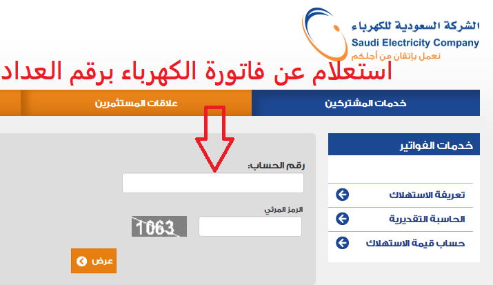 كيفية الاستعلام عن فاتورة الكهرباء بالمملكة السعودية من خلال الموقع الإلكتروني