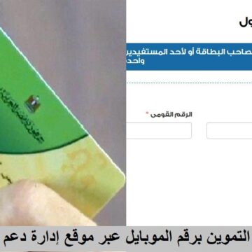 التموين: على أصحاب البطاقات التموينية الدخول عبر موقع دعم مصر لتحديث البطاقة واضافة رقم الموبايل
