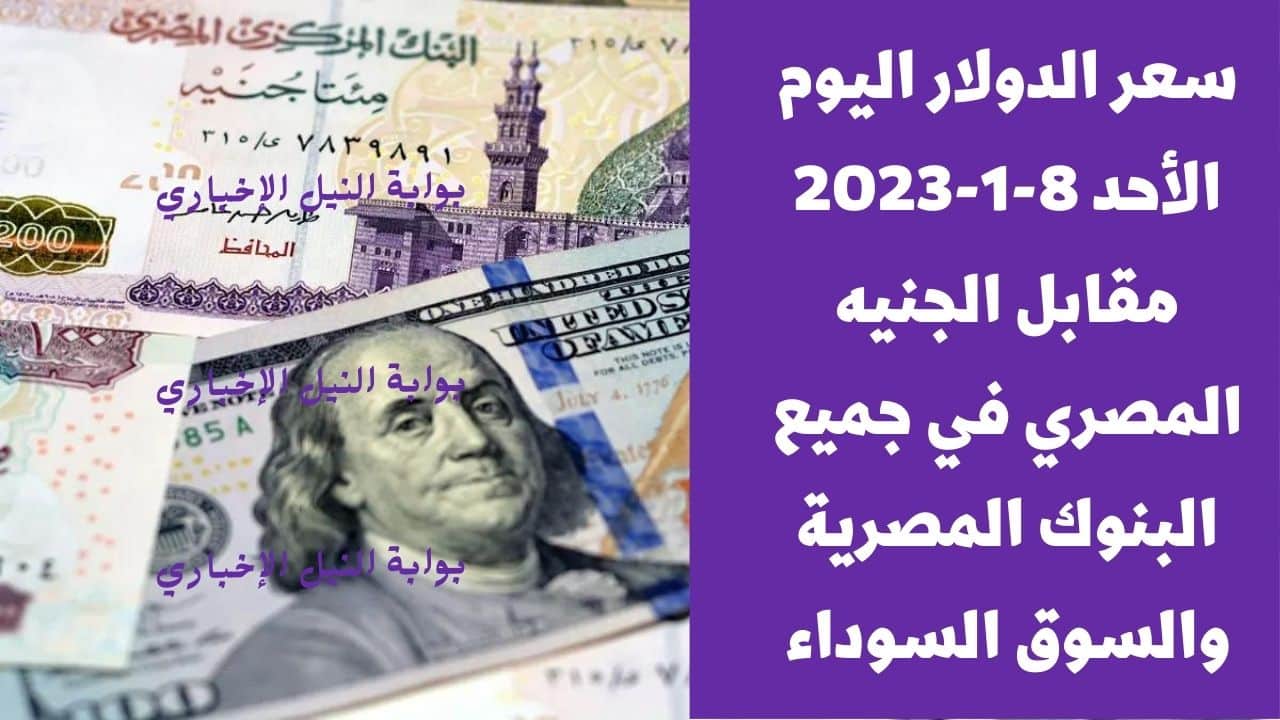 سعر الدولار اليوم الأحد 8-1-2023 مقابل الجنيه المصري في جميع البنوك المصرية والسوق السوداء