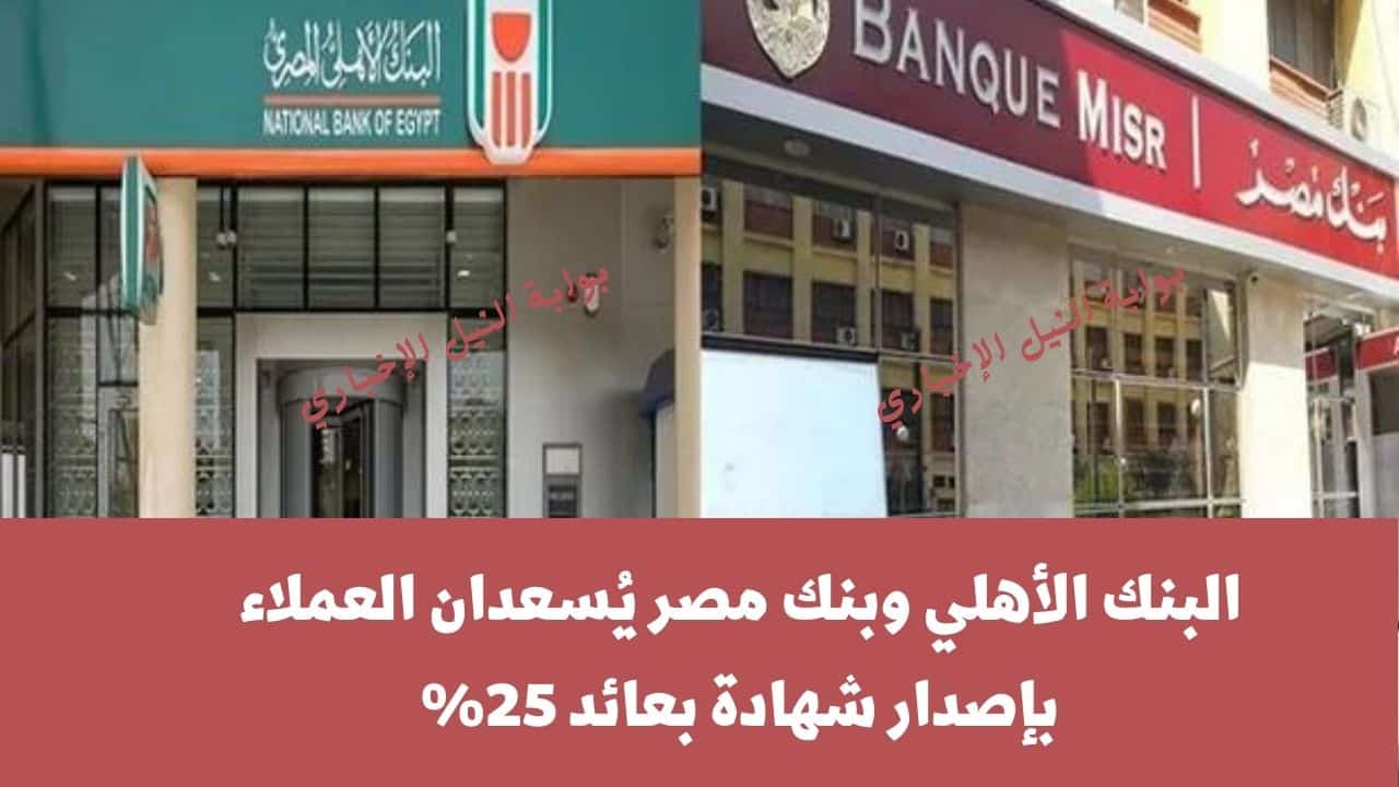 هيكسبوك 100 ألف .. البنك الأهلي وبنك مصر يُسعدان العملاء بإصدار شهادة بعائد 25% تعرف على التفاصيل