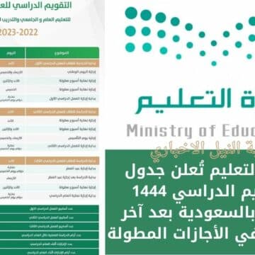 وزارة التعليم تُعلن جدول التقويم الدراسي 1444 الجديد بالسعودية بعد آخر تعديلات في الأجازات المطولة