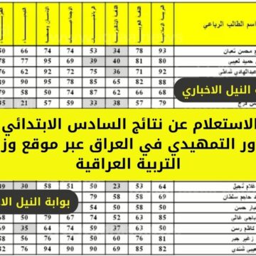 رابط الاستعلام عن نتائج السادس الابتدائي 2023 الدور التمهيدي في العراق عبر موقع وزارة التربية العراقية