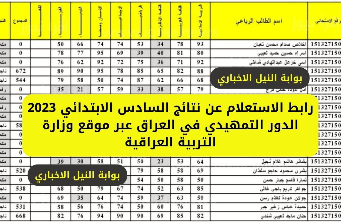 رابط الاستعلام عن نتائج السادس الابتدائي 2023 الدور التمهيدي في العراق عبر موقع وزارة التربية العراقية