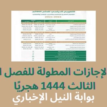 مواعيد الإجازات المطولة للفصل الدراسي الثالث 1444 هجريًا في السعودية