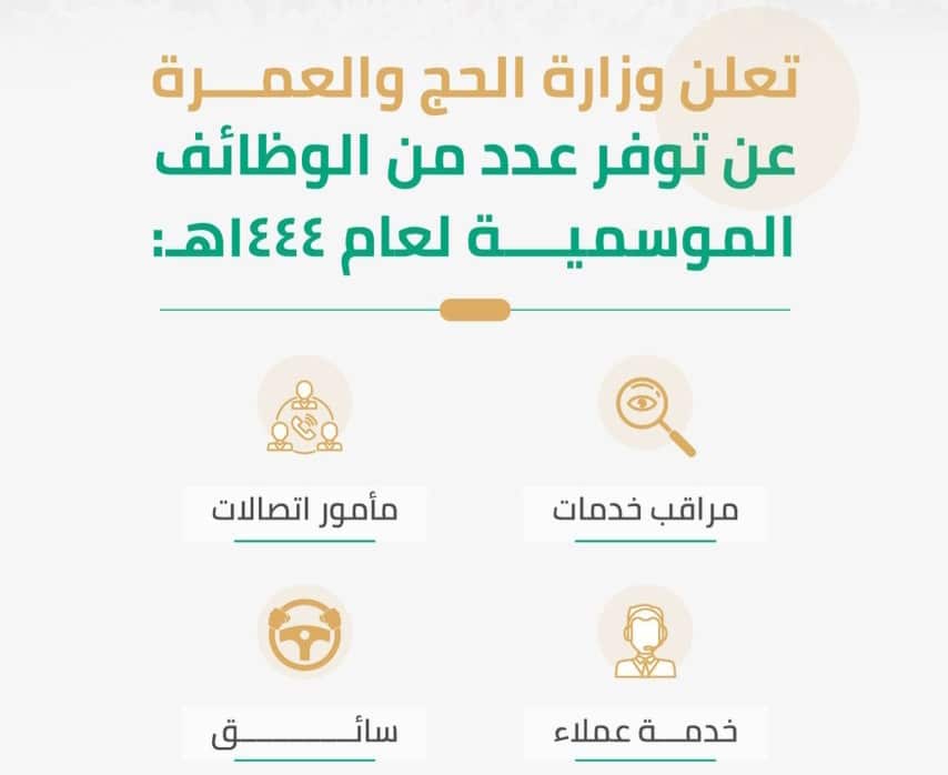 وظائف موسمية للسعوديين من الجنسين عبر موقع وزارة الحج
