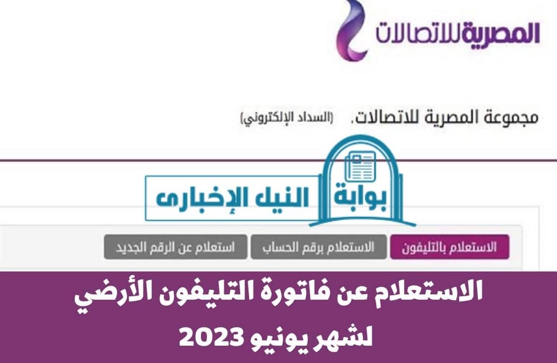طريقة الاستعلام عن فاتورة التليفون الأرضي شهر يوليو 2023 من موقع الشركة المصرية للاتصالات إلكترونياً