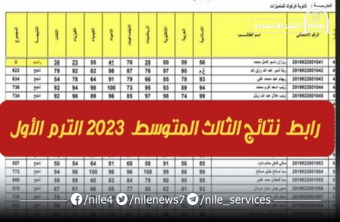 استخراج نتائج الثالث متوسط 2023 العراق الدور الأول برابط مباشر وزارة التربية العراقية