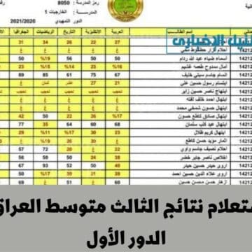 رابط نتائج الثالث المتوسط 2023 في العراق بحي الرصافة 1,2,3 ومختلف المحافظات الدور الأول برقم المقعد الامتحاني