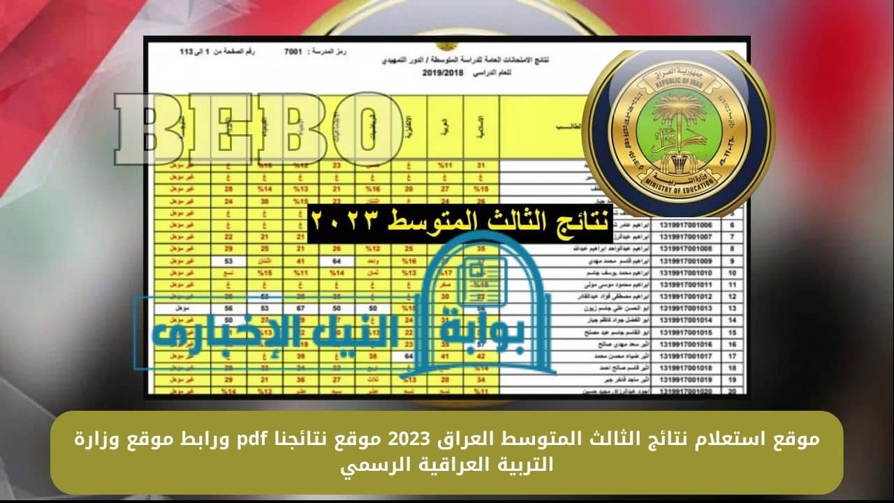 عاجل رسميا ظهرت الآن موقع استعلام نتائج الثالث المتوسط العراق 2023 موقع نتائجنا pdf ورابط موقع وزارة التربية العراقية
