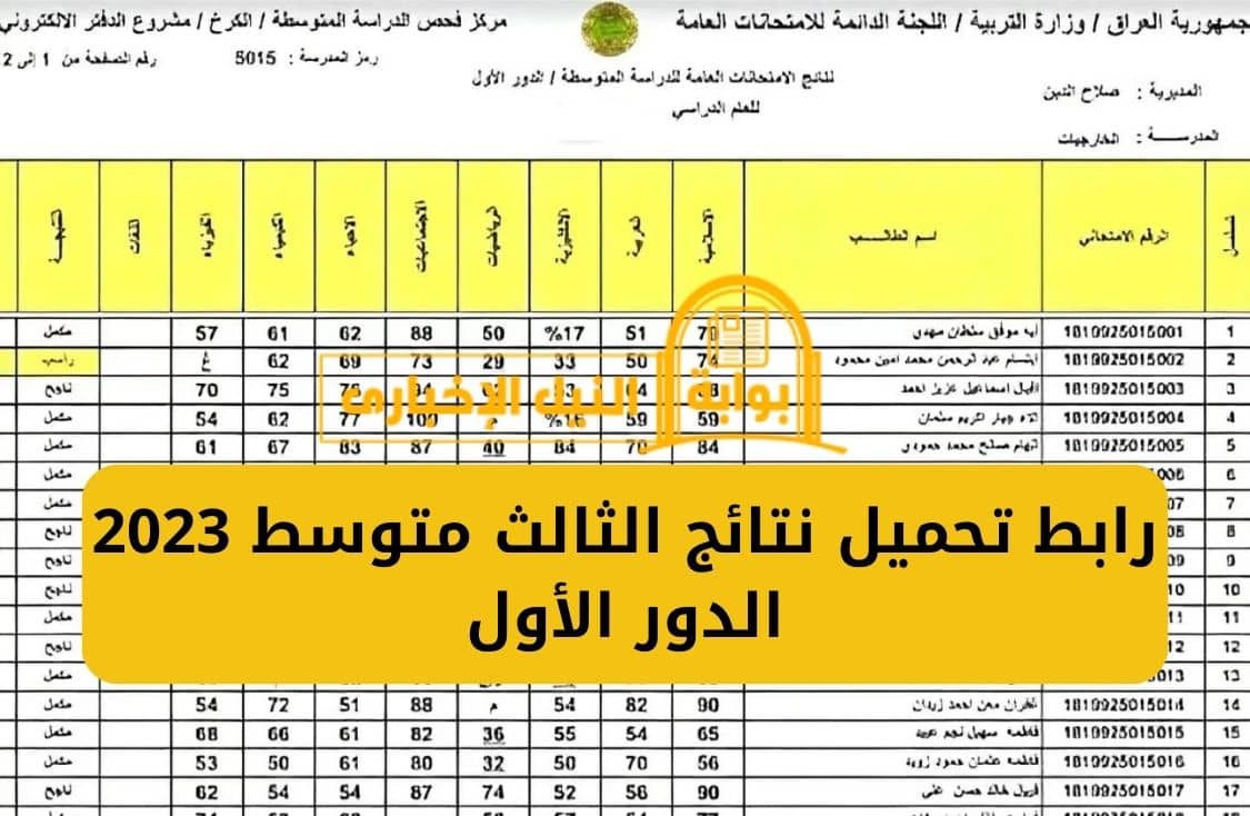 رابط نتائج الثالث المتوسط 2023 الدور الأول العراق عبر موقع التربية العراقية epedu.gov.iq جميع المحافظات