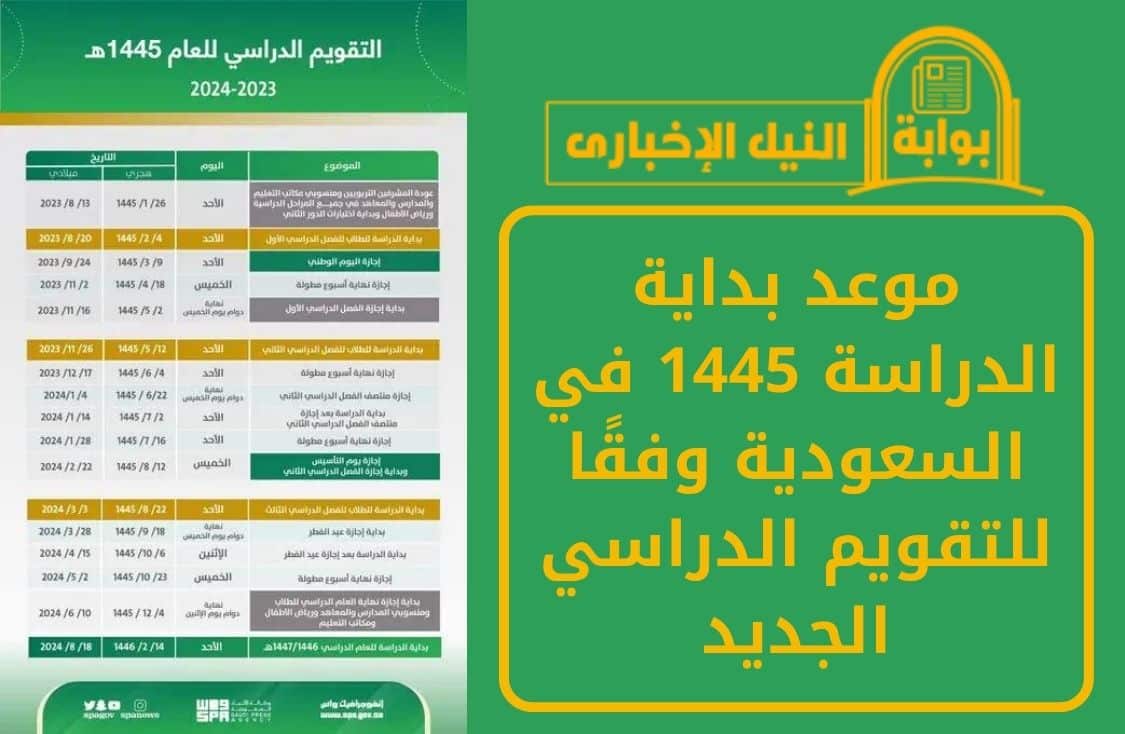 رسمياً .. موعد بداية الدراسة 1445 في السعودية وفقًا للتقويم الدراسي الجديد وتفاصيله