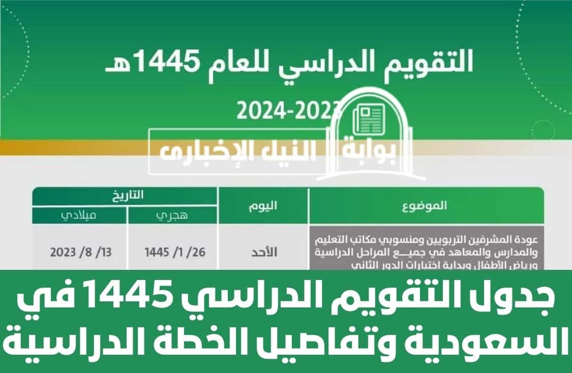 جدول التقويم الدراسي 1445 في السعودية وتفاصيل الخطة الدراسية وفق نظام الثلاث فصول