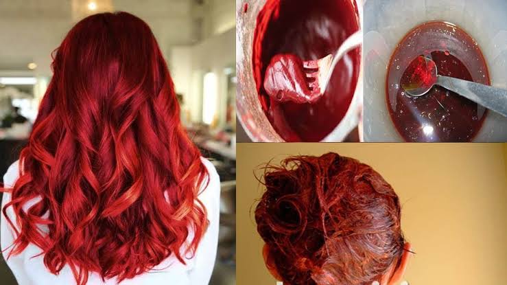 طريقة صبغ الشعر بالكركدية للحصول على اللون الأحمر الناري والأحمر الغامق