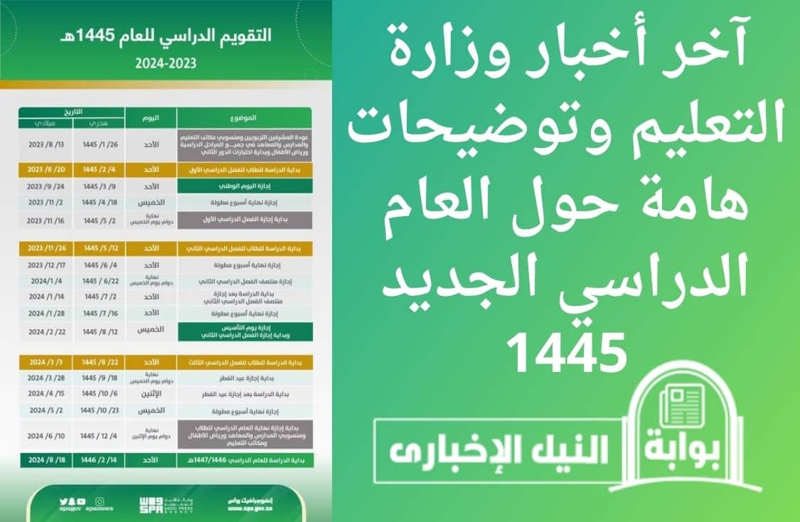 “بيان عاجل” آخر أخبار وزارة التعليم وتوضيحات هامة حول العام الدراسي الجديد 1445