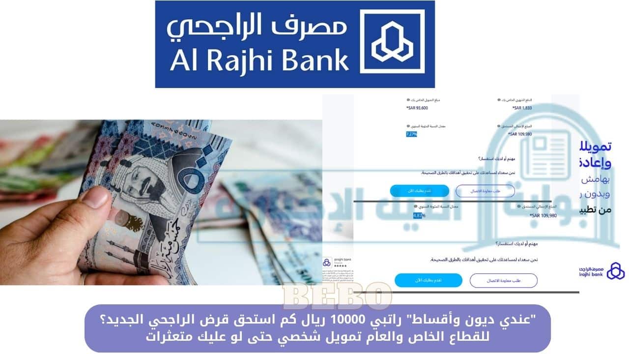 راتبي 10000 ريال كم استحق قرض الراجحي الجديد؟