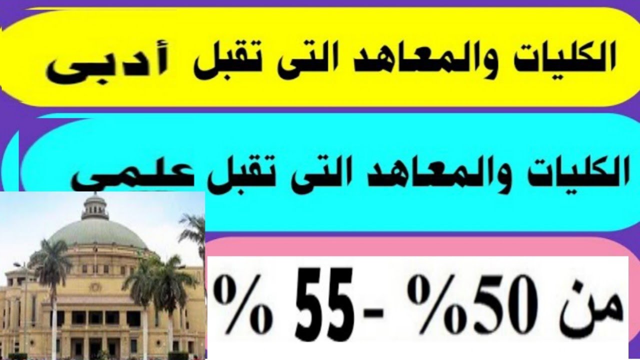 كليات ومعاهد خاصة تقبل من 55%