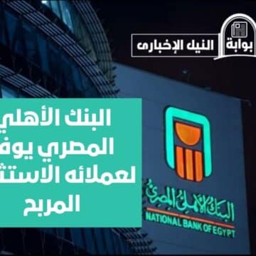 من 100 ألف تكسب 57000.. البنك الأهلي المصري يوفر لعملائه الاستثمار المربح بهذه الخطوة