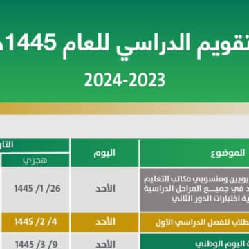 موعد بدء العام الدراسي 1445 في السعودية والتقويم الدراسي في جميع المدارس